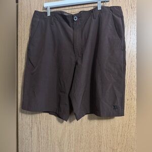 DIXXON Dark Brown Flat Front Shorts